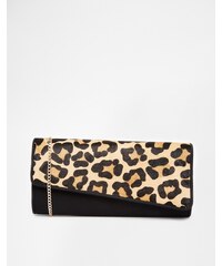 dune leopard clutch bag