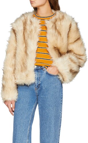 Collarless Fabricant Blouson Femme Faye Small cream Look Fluffy taille Beige New Small tBqvwR