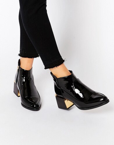 Truffle Collection , Bottes vernies à talons carrés , Noir