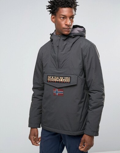 Capuche En Rembourré Napapijri Gris Enfiler Veste À Nylon 1xYxEnW86